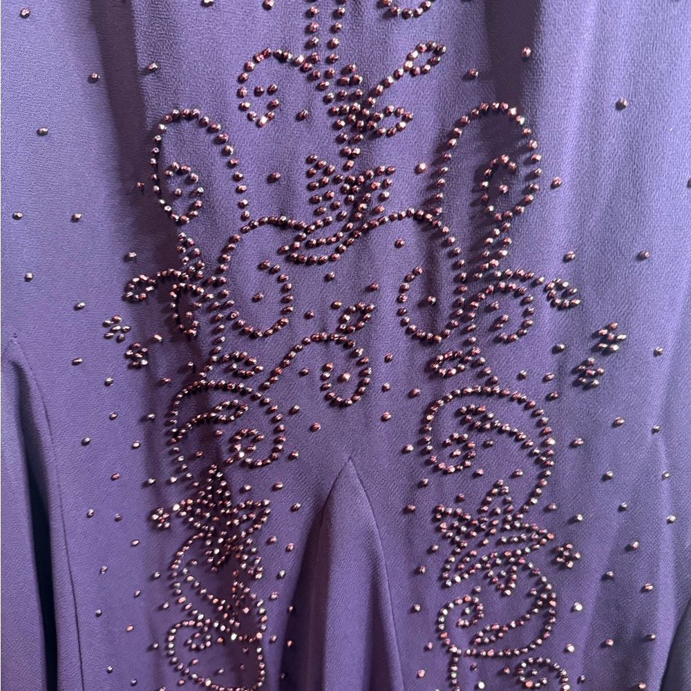 R&M Richards Plum Chiffon Maxi Dress with Beaded Detail - Picture 8 of 16